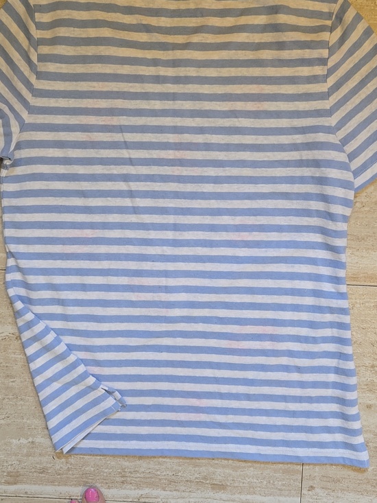 Talbot's Blue/White Striped Beach Theme Linen Blend Tee - Picture 6 of 6